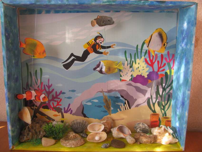 Как сделать из бумаги аквариум с рыбками