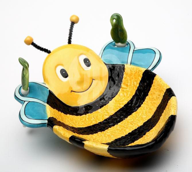 Декоративная тарелочка «пчелы на цветах»