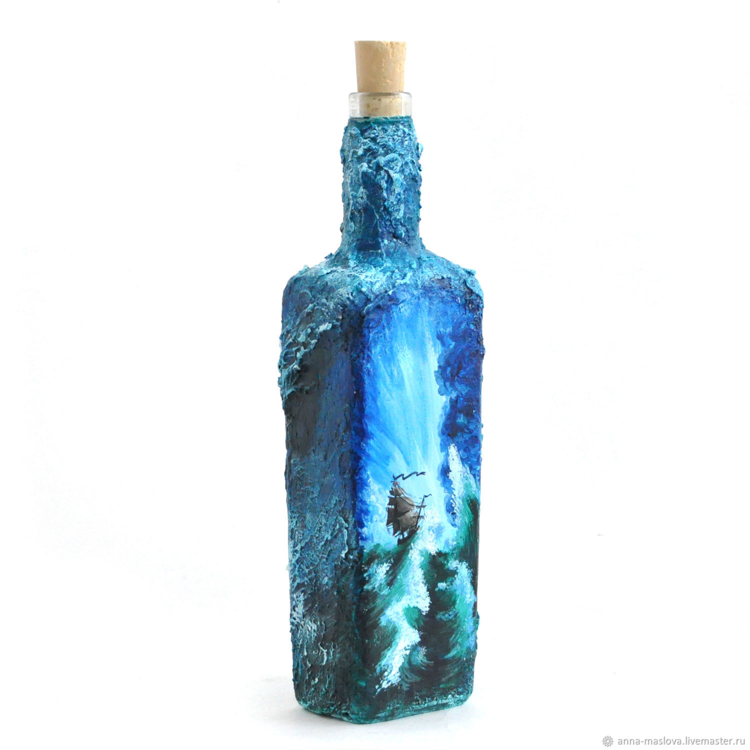 Декупаж в морском стиле своими руками. декоративная бутылка «воспоминания о море