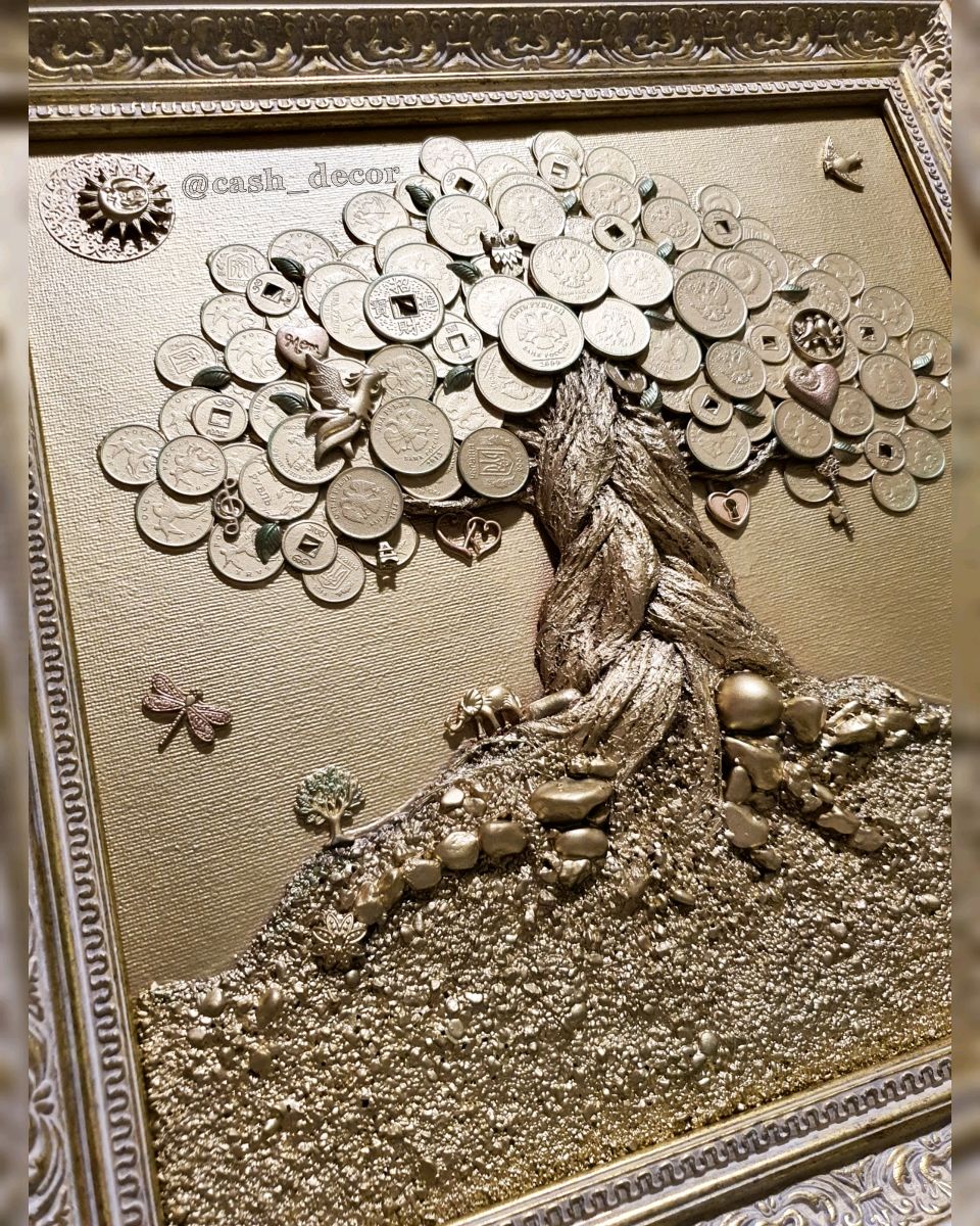 Картина «денежное дерево» из монет своими руками (18 фото): мастер-класс панно из монеток пошагово