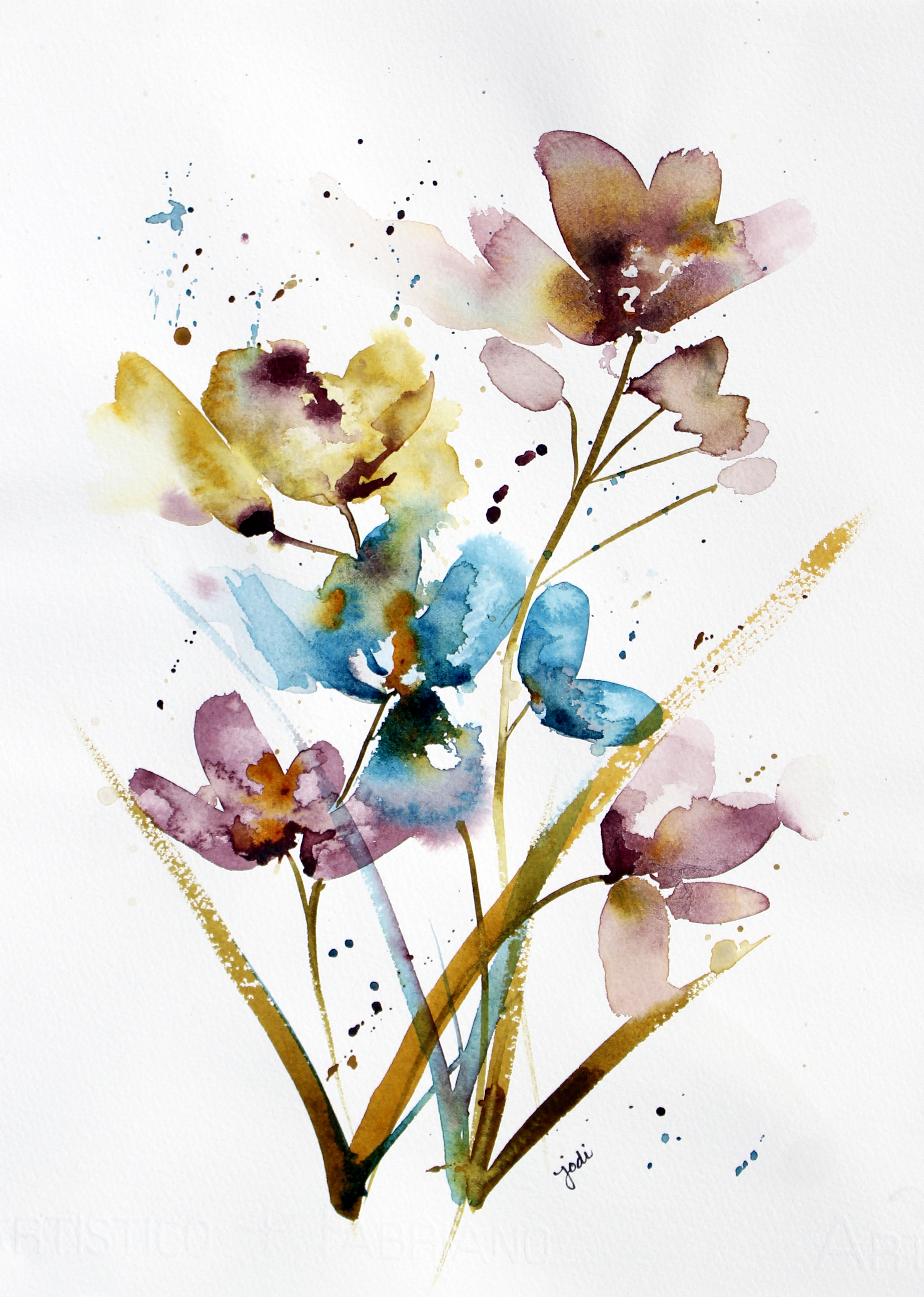 Как рисовать цветы акварелью свободными мазками