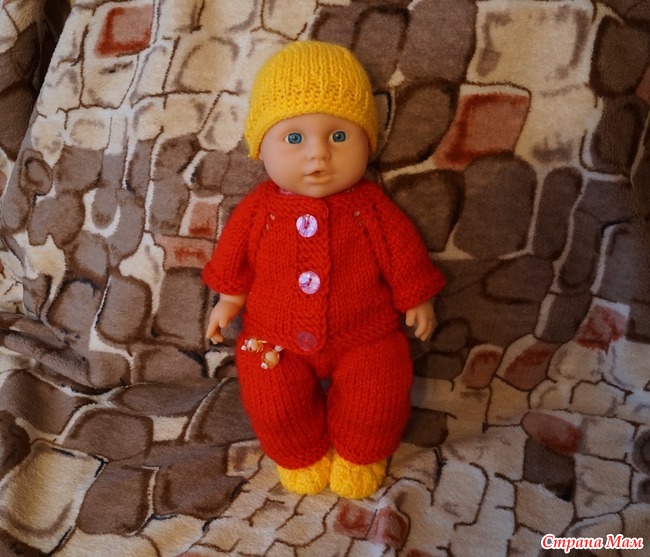 Описание вязания спицами костюма для пупса - гардероб для куклы - страна мам