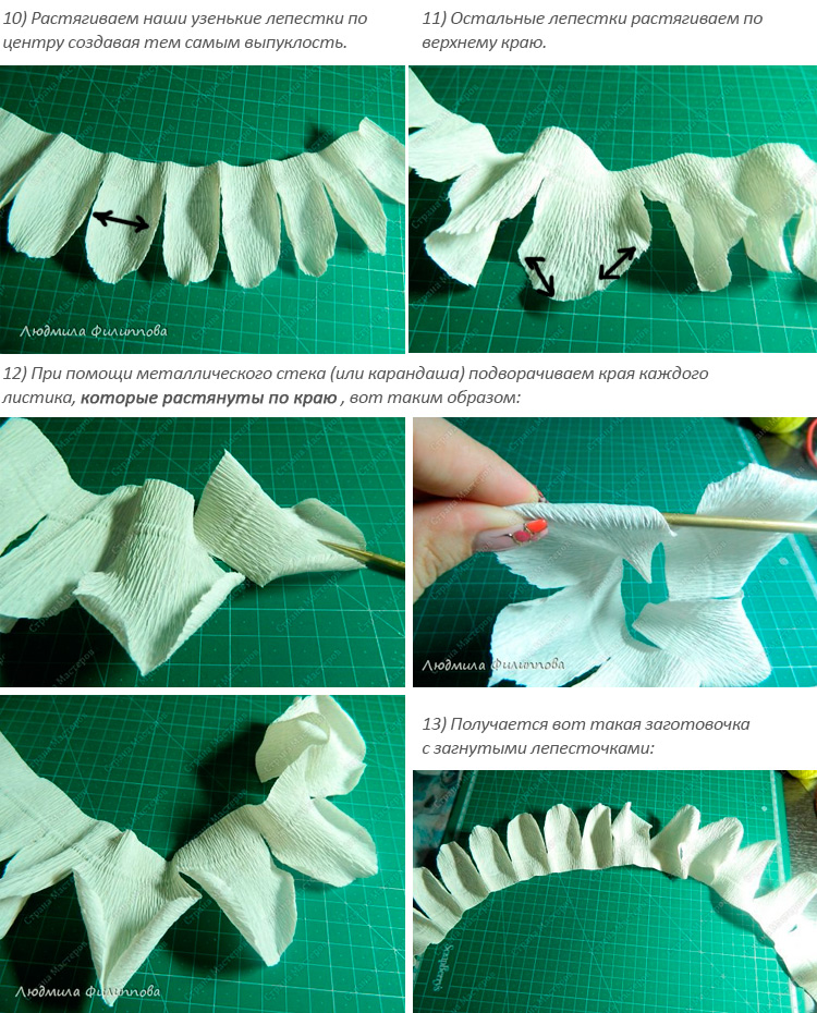 Бутон розы из гофрированной бумаги: обучающий материал для начинающих рукодельниц