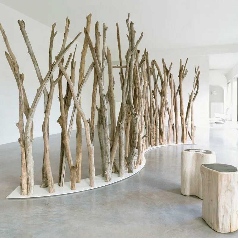 30 идей для оформления декора стволами деревьев