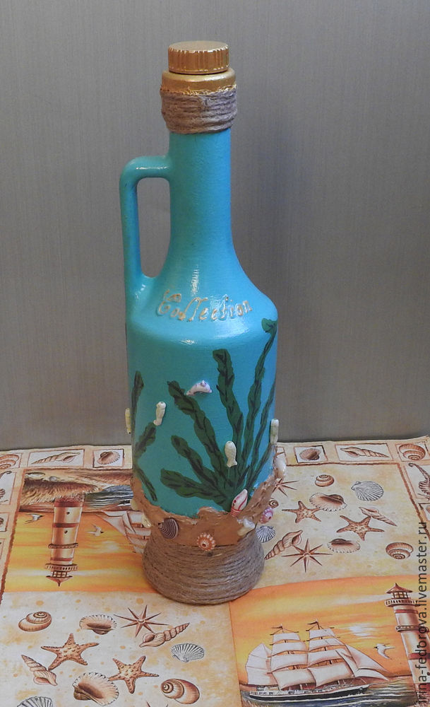 Декоративная бутылка «воспоминания о море. как украсить бутылку в морском стиле – декор своими руками как оформить бутылку в морском стиле