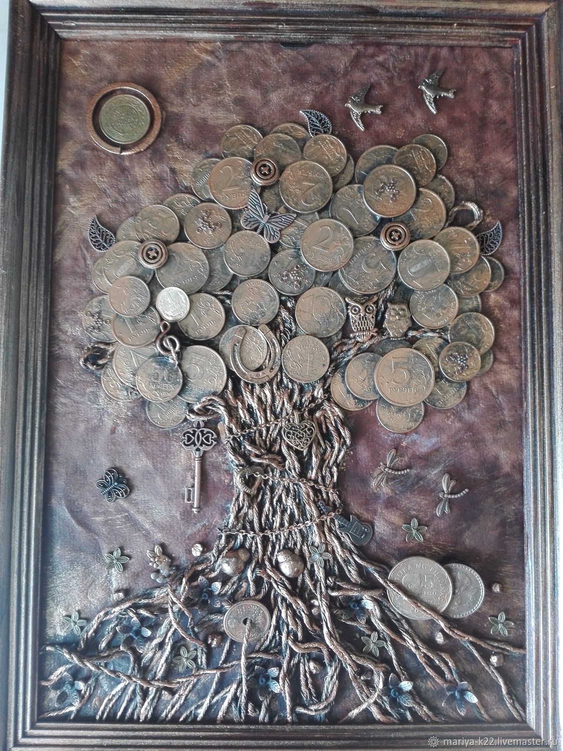 Панно из монет. денежное дерево. мастер-класс с пошаговыми фото