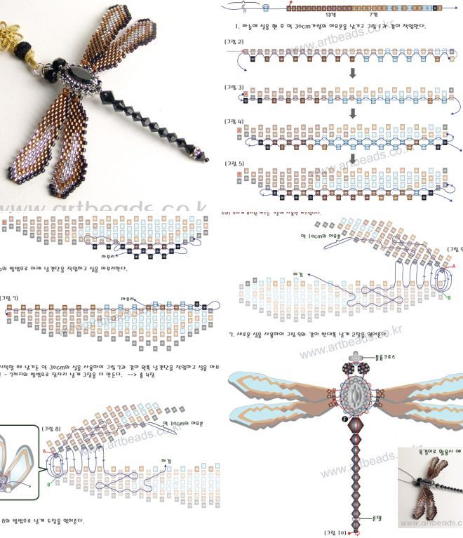 Плетение стрекозы из бисера разными способами
