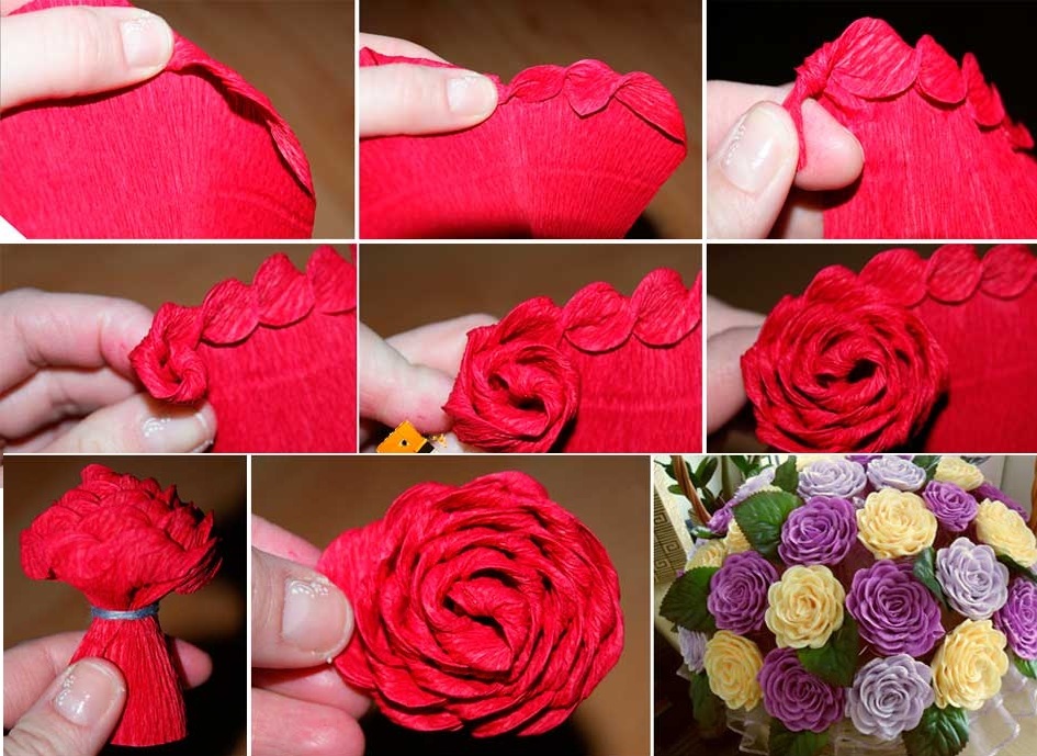 Розы из гофрированной бумаги своими руками + мастер-класс с фото