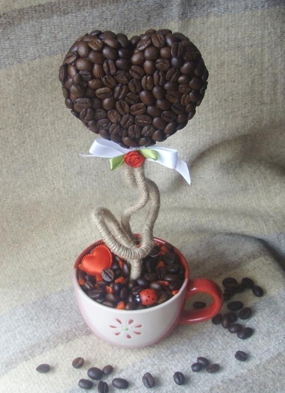 Топиарий в форме сердца из кофе: дерево из кофейных зерен в виде сердца своими руками, пошаговый мастер-класс