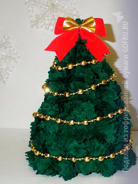 Веточка елки из гофрированной бумаги. новогодняя ветка елки с шишками из гофрированной бумаги. #36 простая оригами елочка