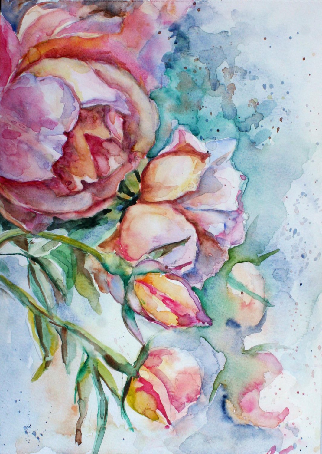 Розовые цветы с лепестками, акварельная живопись рисунок тату акварельные цветы, цветок png