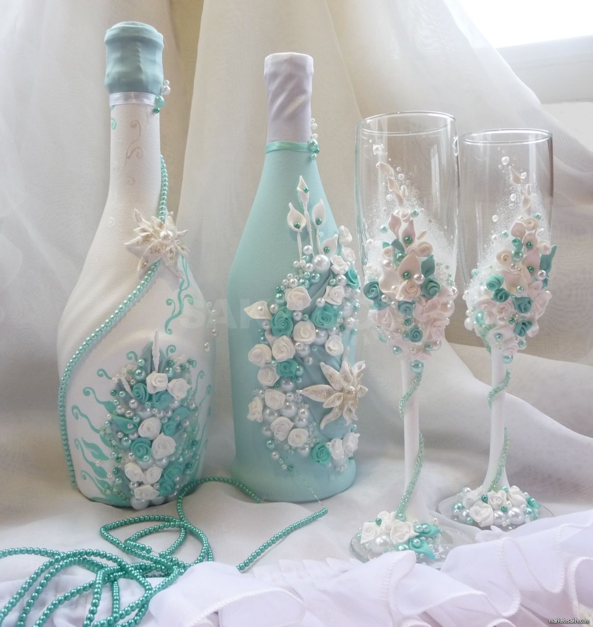 Как украсить свадебное шампанское своими руками лентами: мастер класс, идеи, фото