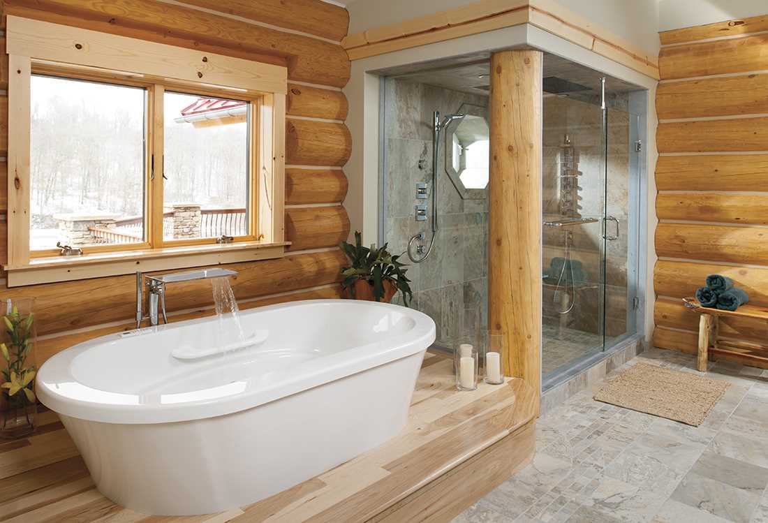 Ванная в деревянном доме — правила отделки, подвода коммуникаций и размещения основных элементов ванной комнаты (130 фото)