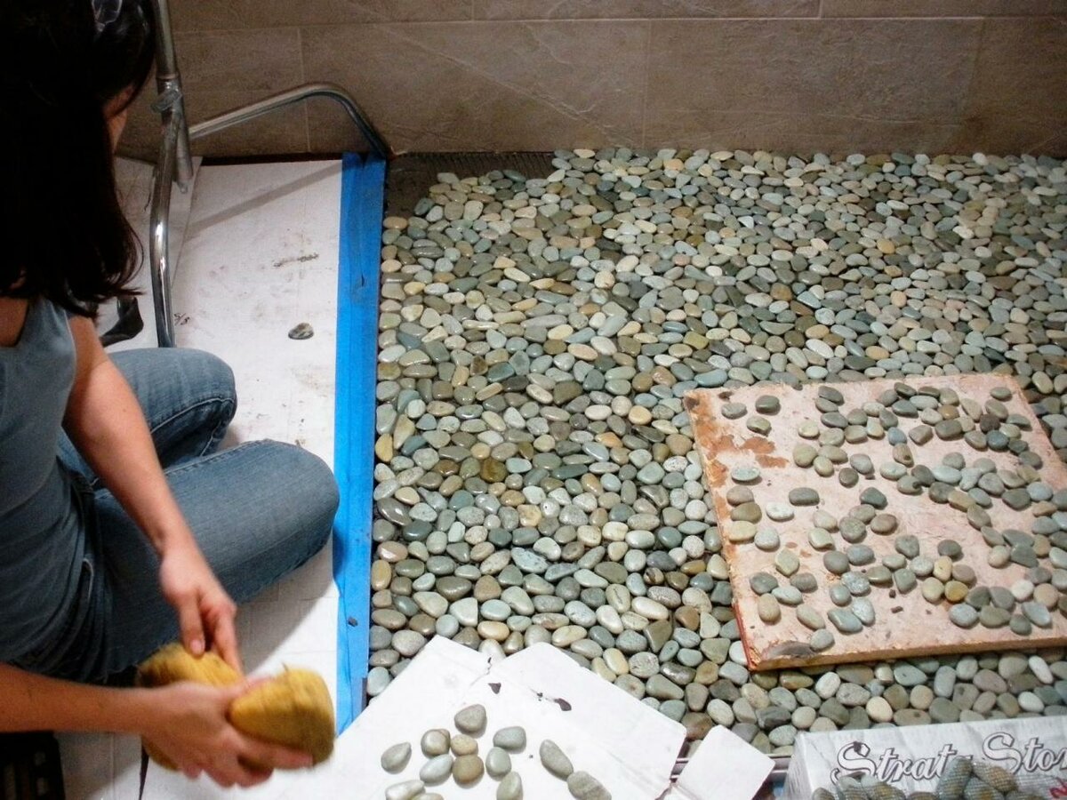 Пол из гальки в ванной: плитка напольная галька своими руками, фото и видео