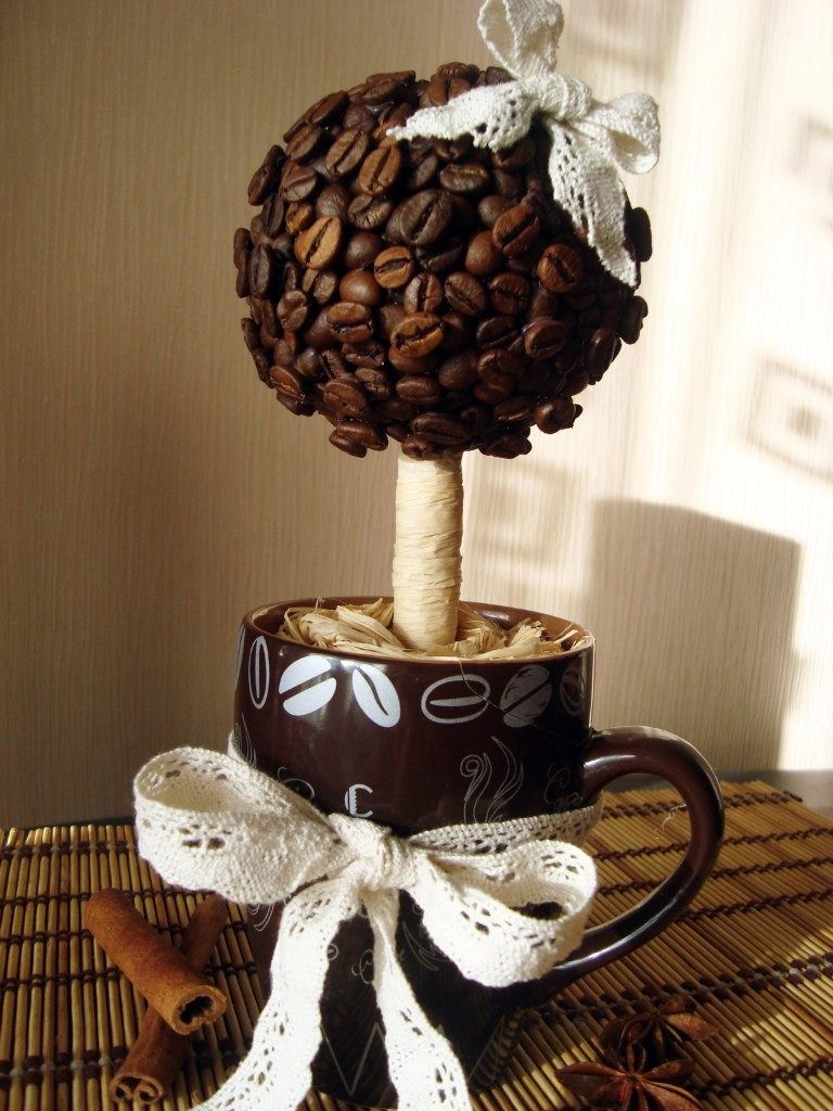 Топиарий из кофе, как сделать кофейное дерево своими руками: 65 фото и идей
