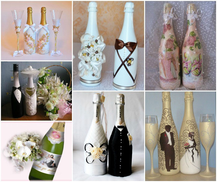 Украшаем свадебное шампанское своими руками. шампанское жених и невеста: мастер-класс по оформлению свадебных бутылок