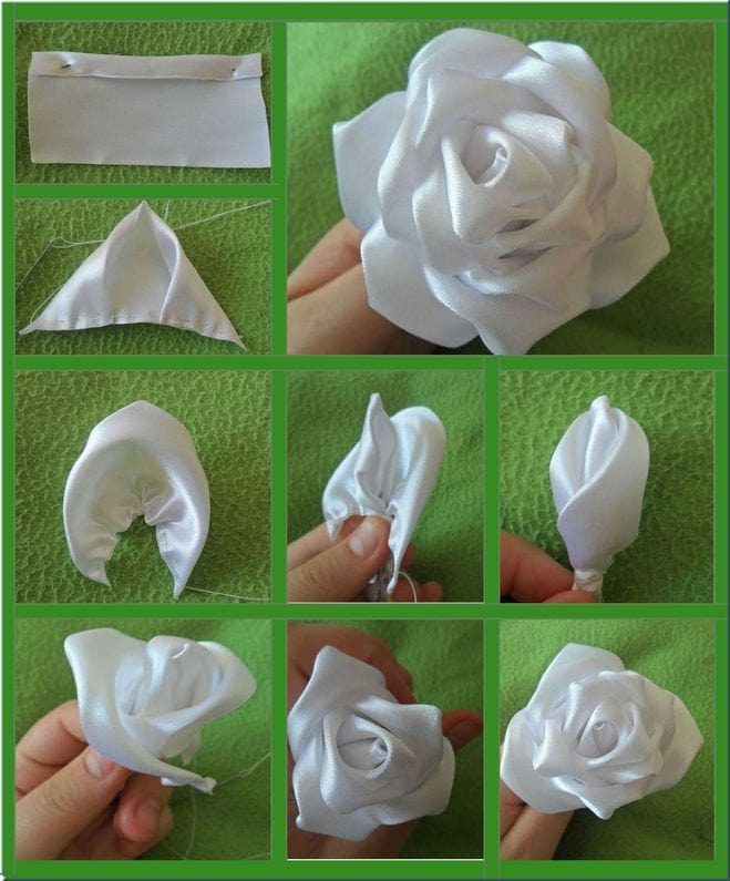 Цветы из лент своими руками: пошаговая инструкция по изготовлению роз и других элементов декора