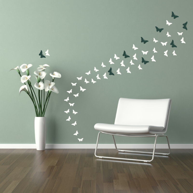 Бабочки на стене своими руками: 140+ (фото) оформления в интерьере (из бумаги, объемные, наклейки)
