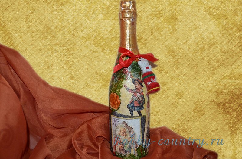 Декупаж бутылок на новый год своими руками (170+ фото) пошагово