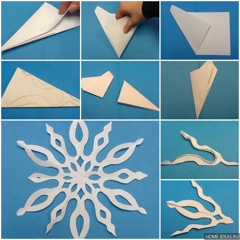 Как сделать снежинку из бумаги поэтапно