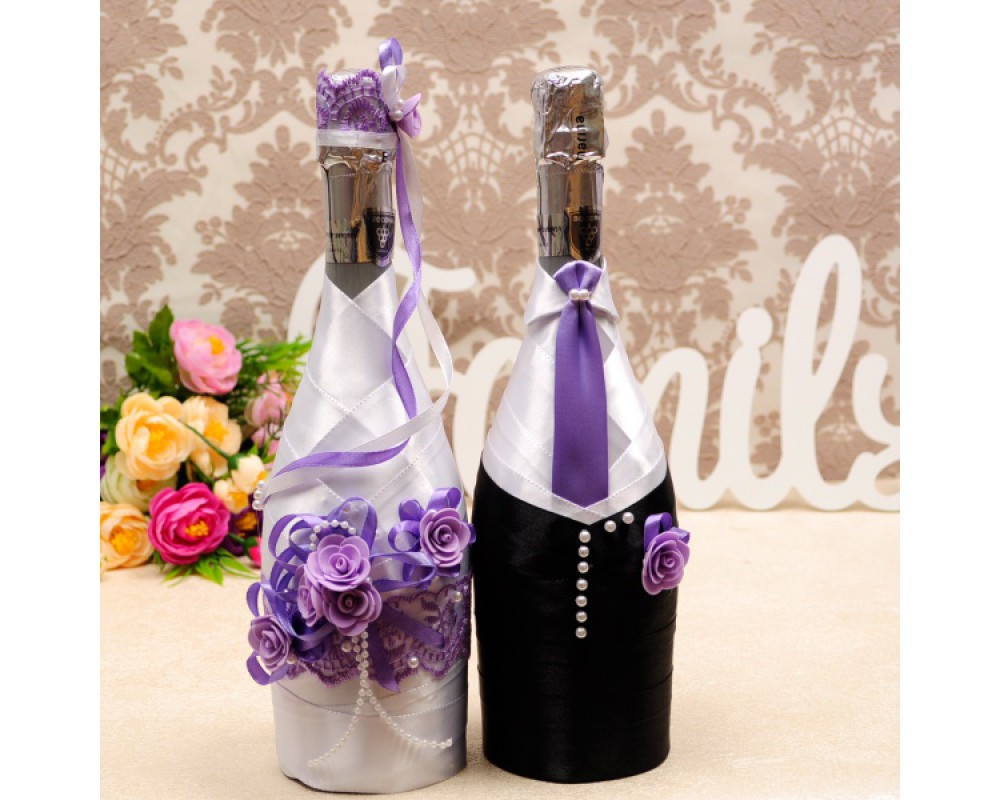 Свадебные бутылки своими руками мастер-класс ? украшение шампанского на свадьбу