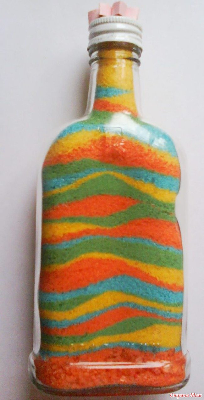Декор бутылки с помощью разноцветной соли – всё самое интересное!
