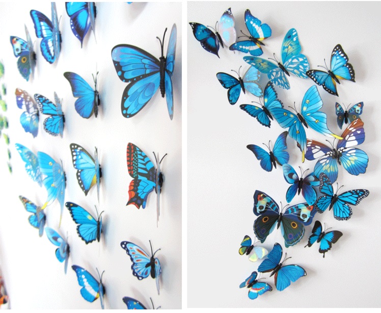 Бабочки для декора интерьера, идеи украшения стен и потолка, наклейки, 3d бабочки и мотыльки из бумаги