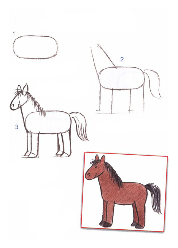 Как поэтапно нарисовать лошадь