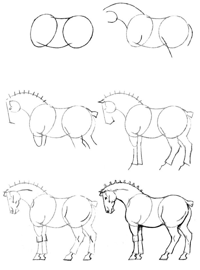 Как простым карандашом нарисовать с ребенком лошадь