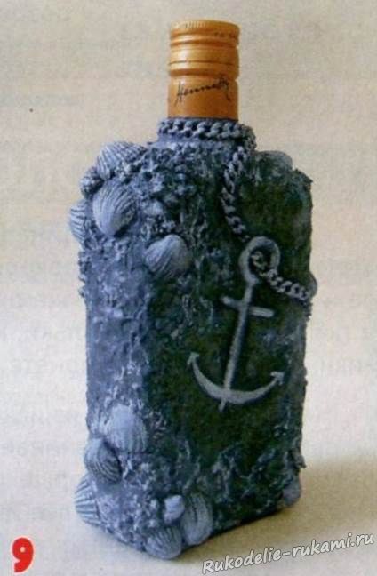 Морская бутылка. декоративная бутылка «воспоминания о море украшение бутылок ракушками своими руками