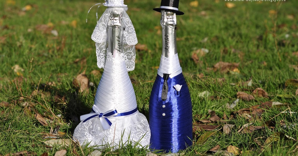 Украшение бутылки шампанского на новый год