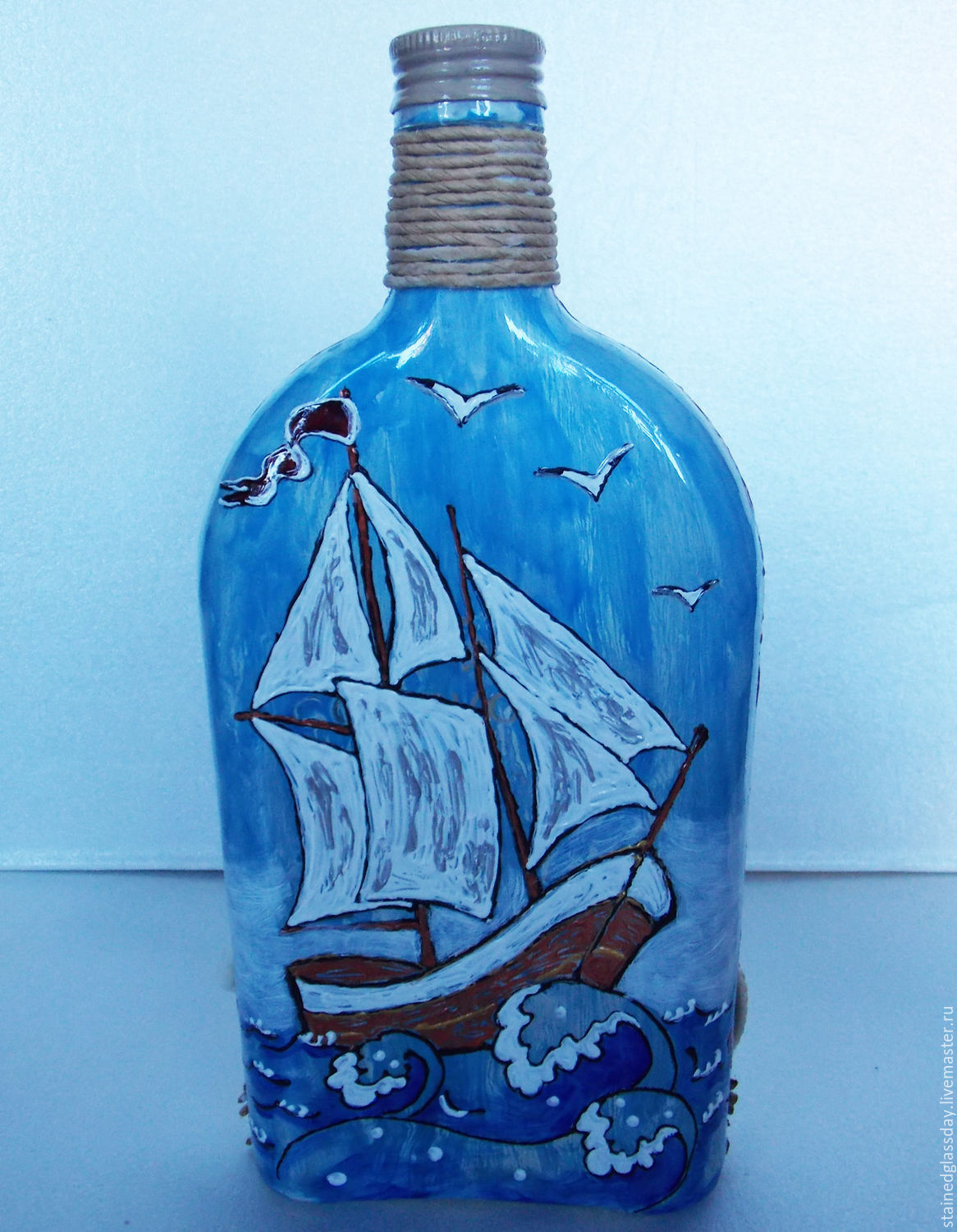 Украшение бутылки в морском стиле. декоративная бутылка «воспоминания о море
